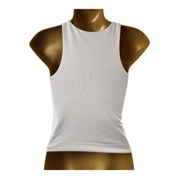 NEW Open Edit X-Small Gray Ruched Cropped Top Bodycon Sleeveless Stretch - Picture 4 of 5